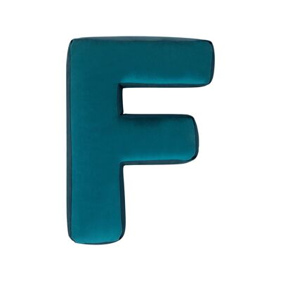 Velvet Letter Cushion F Petrol