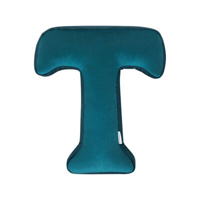 Velvet Letter Cushion T Petrol