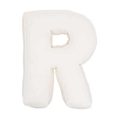 Cotton Letter Cushion R Vanilla