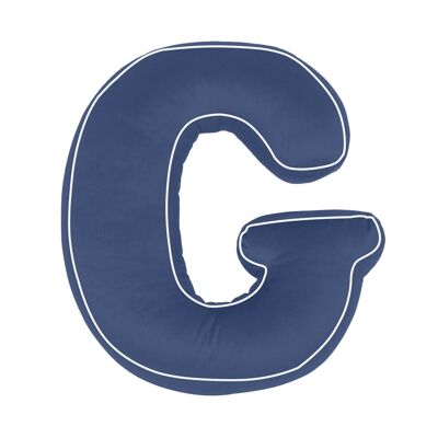 Cotton Letter Cushion G Navy Blue