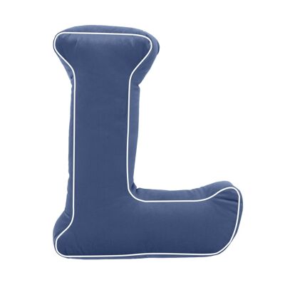 Cotton Letter Cushion L Navy Blue