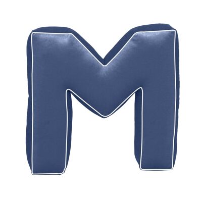 Cotton Letter Cushion M Navy Blue