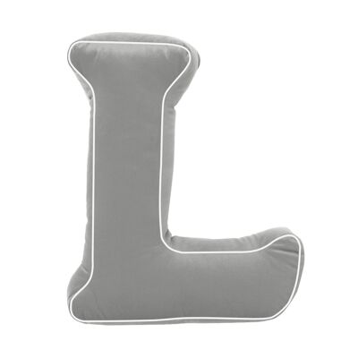 Cotton Letter Cushion L Grey