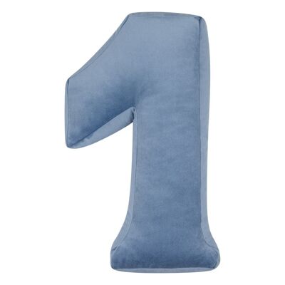 Velvet Number Cushion 1 Blue
