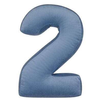 Velvet Number Cushion 2 Blue