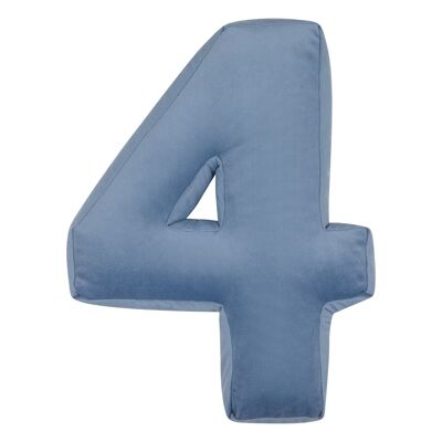 Velvet Number Cushion 4 Blue