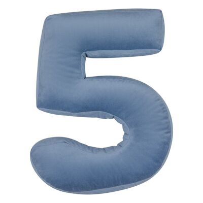 Velvet Number Cushion 5 Blue