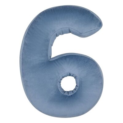Velvet Number Cushion 6 Blue