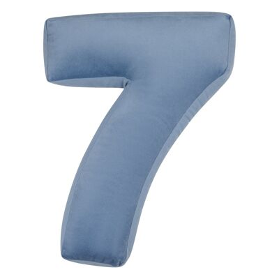 Velvet Number Cushion 7 Blue