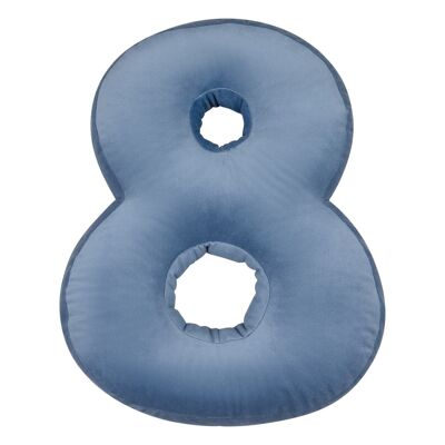 Velvet Number Cushion 8 Blue
