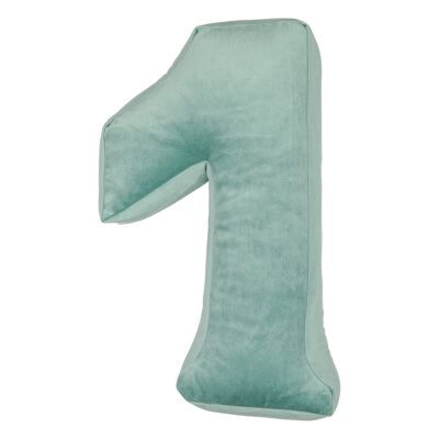 Velvet Number Cushion 1 Mint