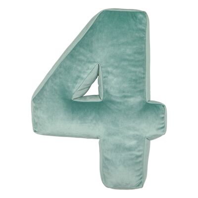 Velvet Number Cushion 4 Mint