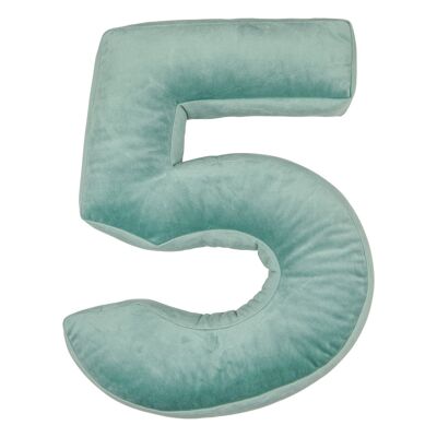 Velvet Number Cushion 5 Mint