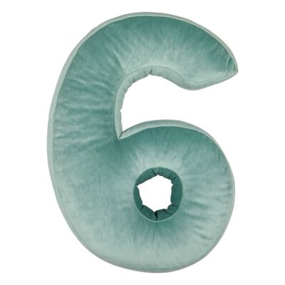 Velvet Number Cushion 6 Mint