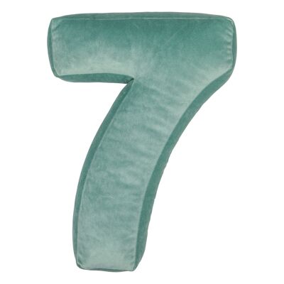 Velvet Number Cushion 7 Mint