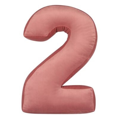 Cuscino Numero Velluto 2 Rosa Antico