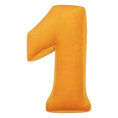 Velvet Number Cushion 1 Yellow