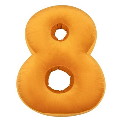 Velvet Number Cushion 8 Yellow