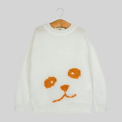 Jacquard sweater with box neck and cute bear
