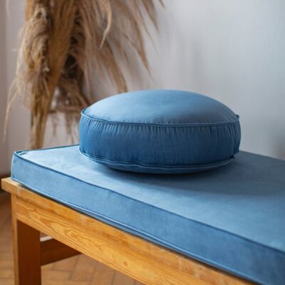 Small Velvet Pouf 50 cm Blue