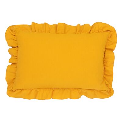 Cotton Cushion with Frill Yellow