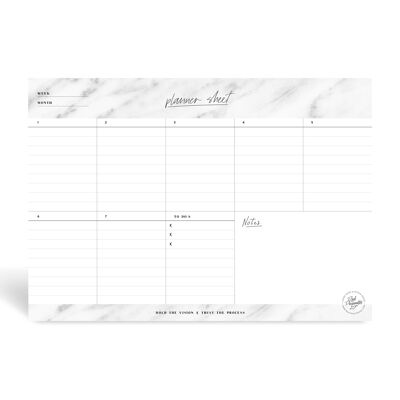 Notizblock/Planner Sheet, A4, Weiß/Marmor