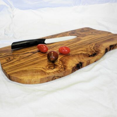 Tabla de cortar de madera de olivo hecha a mano 40 cm +/- 3 cm