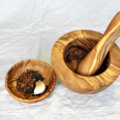 Mortero moderno de madera de olivo 15 cm x 9 cm para Pesto o Mojito