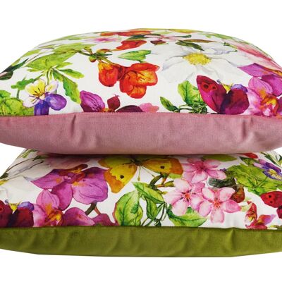 Cushion Flower with green back 45x45