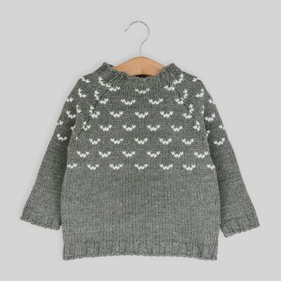 Gray cold jacquard sweater