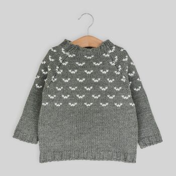 Pull gris jacquard froid 1