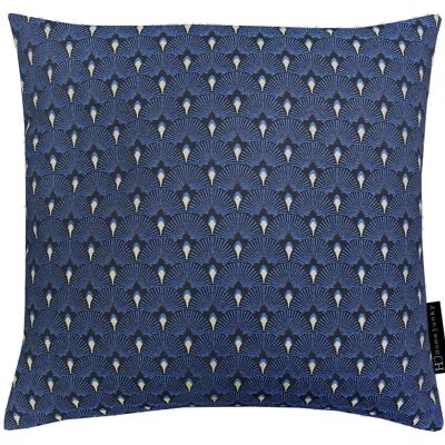 250 Decorative pillow Jacquard Fan Blue-Gold 50x50
