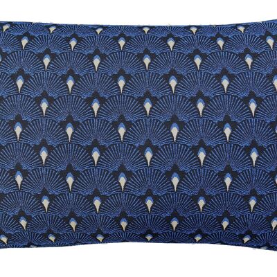 251 Decorative pillow Jacquard Fan Blue-Gold 50x30