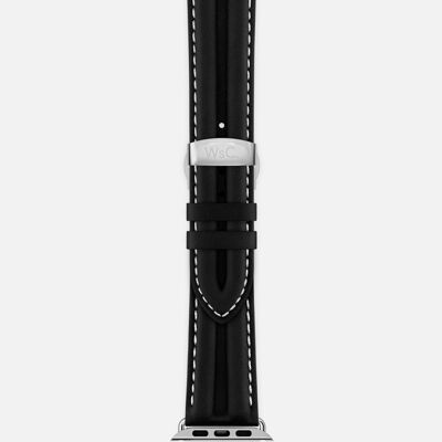 Apple Watch Strap (Silver Stainless Steel Adapters) - WsC® Falcon Black