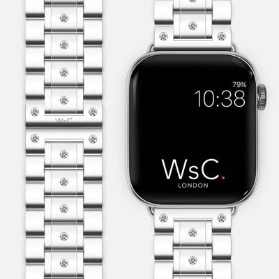 Apple Watch Strap Bracelet Stainless Steel - Silver - 1 Carat Diamond - WsC® Fury