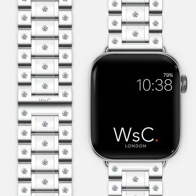 Apple Watch Strap Bracelet Stainless Steel - Silver - 2 Carat Diamond - WsC® Fury