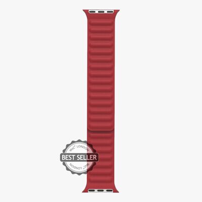 Apple Watch Strap Leather Link - Deep Red