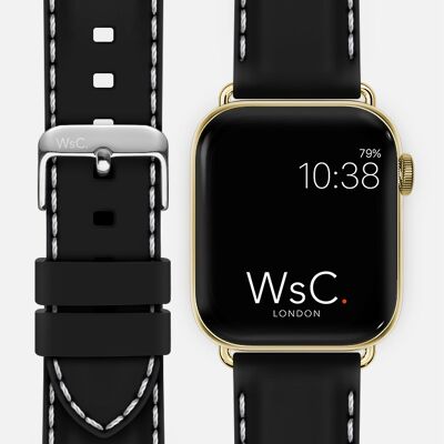 Apple Watch Strap (Gold Stainless Steel Adapters) - WsC® Nautilus Black