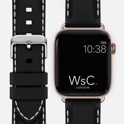 Apple Watch Strap (Rose Gold Stainless Steel Adapters) - WsC® Nautilus Black