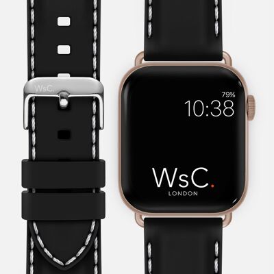Apple Watch Strap (Rose Gold Aluminium Adapters) - WsC® Nautilus Black