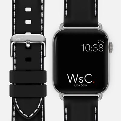 Apple Watch Strap (Silver Aluminium Adapters) - WsC® Nautilus Black