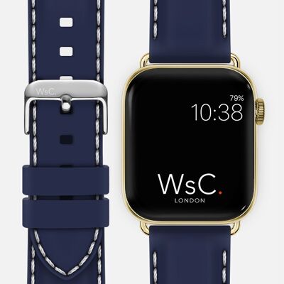 Apple Watch Strap (Gold Stainless Steel Adapters) - WsC® Nautilus Blue