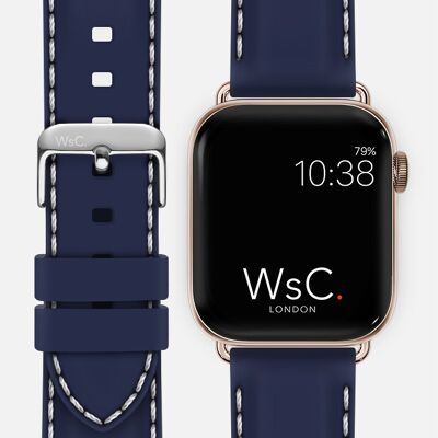 Apple Watch Strap (Rose Gold Stainless Steel Adapters) - WsC® Nautilus Blue