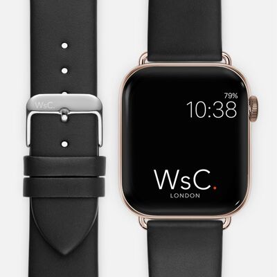 Apple Watch Strap (Rose Gold Stainless Steel Adapters) - WsC® Oxford Black
