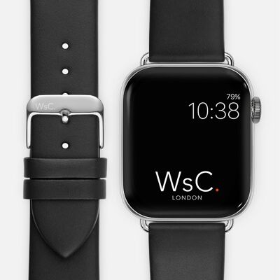 Apple Watch Strap (Silver Stainless Steel Adapters) - WsC® Oxford Black