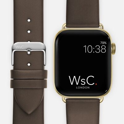 Apple Watch Strap (Gold Stainless Steel Adapters) - WsC® Oxford Brown
