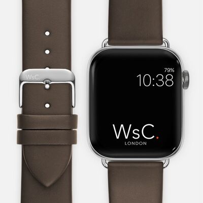 Apple Watch Strap (Silver Stainless Steel Adapters) - WsC® Oxford Brown