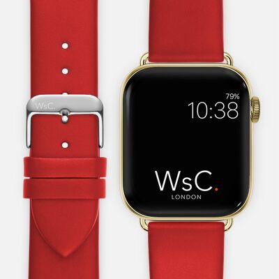 Apple Watch Strap (Gold Stainless Steel Adapters) - WsC® Oxford Red