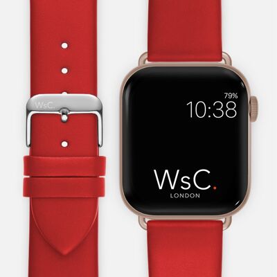 Apple Watch Strap (Rose Gold Aluminium Adapters) - WsC® Oxford Red
