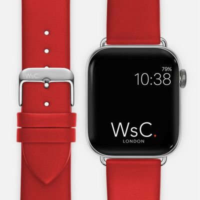 Apple Watch Strap (Silver Stainless Steel Adapters) - WsC® Oxford Red